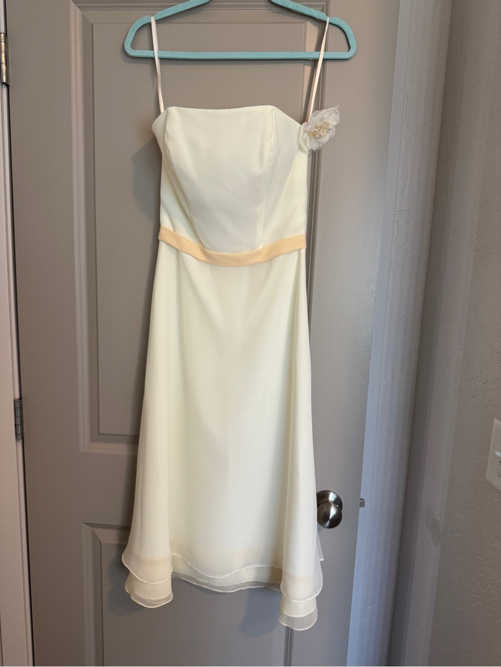 Eden Maid Ivory Bridesmaid Dress with Peach Accents